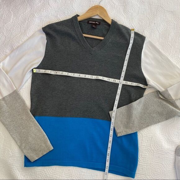 Michael Kors vneck color block slim sweater medium - Picture 6 of 7